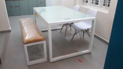 metal dining table and bench