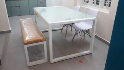 metal dining table and bench