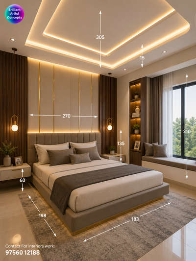 Luxury Wardrobe Design with Study Table | Modern Bedroom Interior Measurements (CM) | Space Saving Design

Description:
Looking for a smart and luxury bedroom wardrobe design with study setup? ✨

This redesigned premium bedroom concept features:
✔ Large wardrobe with practical storage
✔ Attached study table setup
✔ Open display shelves with warm LED lights
✔ Premium wood + cream finish
✔ False ceiling lighting
✔ Clean measurement layout in CM for easy execution

📏 Cutting List (Approx. in CM):
• Total Room Height: 305 CM
• Ceiling Drop: 15 CM
• Wardrobe Height: 210 CM
• Loft Height: 60 CM
• Wardrobe Width: 180 CM
• Study Table Width: 120 CM
• Side Shelf Depth: 45 CM