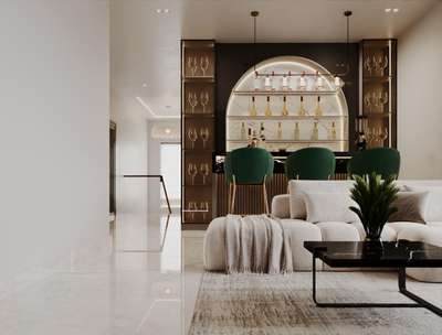 > Where luxury meets comfort — a perfect blend of cozy seating and a classy bar setup. ✨
#LivingRoomDesign #LuxuryInteriors #EspaceInteriors
 #LivingroomDesigns #BarUnit #Bar