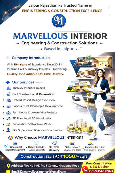 Construction starts from ₹1050/- sqft
 #Hotel & resort project 
#Comm