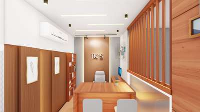 Clinic Interior #InteriorDesigner #clinic #interior #cnc #GlassDoors #louver #profilelights #woodentable
