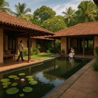 tropical kerala residence   #tropical #kerala #residence #courtyard  #3BHKHouse