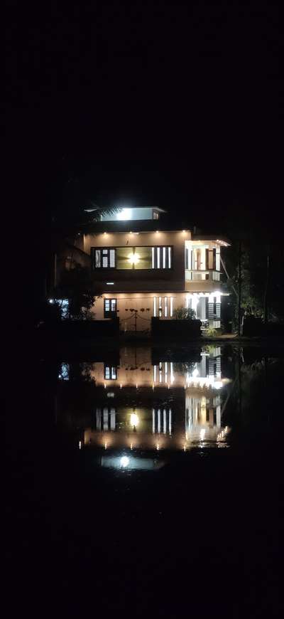 #new_home #waterfront #house_in_field #field #reflecting #Palakkad #pattambi #nightphotography