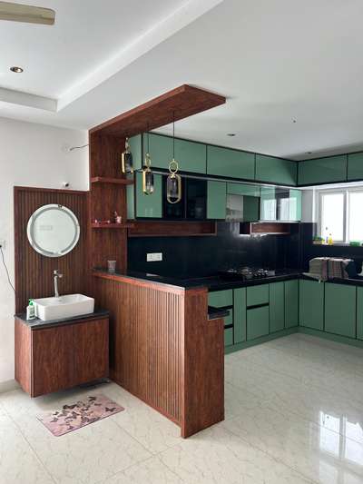 ഈ kitchen full video നോക്കു 🔥 #ModularKitchen  #OpenKitchnen  #LShapeKitchen  #Greenkitchenss  #budget_home_simple_interi  #KeralaStyleHouse  #KitchenInterior  #intiriordesign  #washbasinDesig  #breakfast_counter  #WoodenKitchen