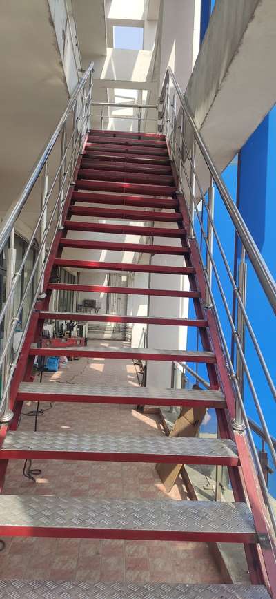 MS Stair case with both side Railing & ACP sheet covering