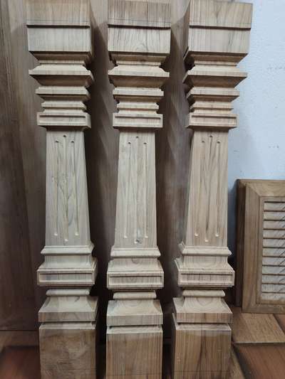 Staircase legs carved on teak wood