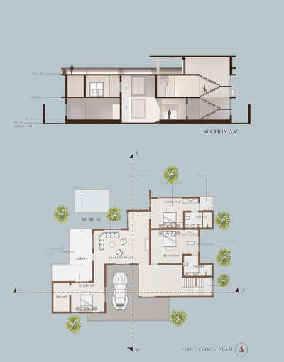 Residence - first floor plan and section  #FloorPlans