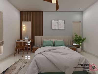 Simple bedroom area
 #BedroomDecor  #MasterBedroom  #Minimalistic  #TeakWoodDoors  #InteriorDesigner  #3d_visualizer  #Kannur  #kozikode