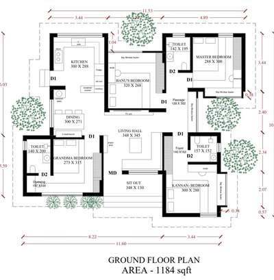 small plan under 1200 sqft.  #EastFacingPlan  #FloorPlans  #architecturedesigns