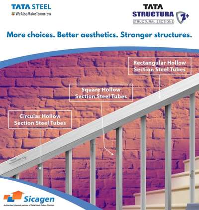 Strength & Durability is as important as aesthetics. Make your Staircase grilles and railings last longer with Tata Structura Steel Hollow Sections that come with a 360 GSM Zinc coating...
 #BuildwithTataTrust  #TATA_STEEL  #tatastructuraz+  #gipipes  #tatastructura