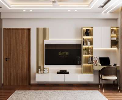 tv unit with workstation 
 #tvunitinterior  #workstation  #FalseCeiling  #cabinat  #LUXURY_INTERIOR  #InteriorDesigner  #DelhiGhaziabadNoida