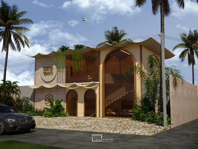 Arabic approach to kerala cafe 
#cafe #trend #keralacafe #cafeteria #arabic #najdi #MixedroofStyle