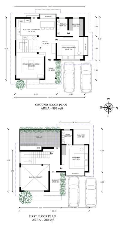 2 story building with 1560 sqft. #architecturedesigns  #FloorPlans  #KeralaStyleHouse