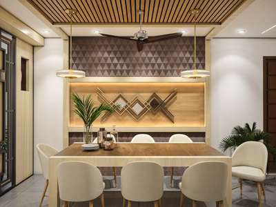 Dining Area Design 🤎
 #interriordesign  #InteriorDesigner  #dining  #DiningChairs  #DiningTable  #WallDecors  #WALL_PANELLING  #veneerdesign  #home  #residentialproject  #3d