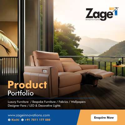 Zage Innovations offers a comprehensive product portfolio tailored to meet all your interior furnishing requirements. Our diverse range includes luxury furniture, bespoke designs, designer fans, wallpapers, LED and decorative lights, as well as fabrics. With a commitment to quality and aesthetics, we provide solutions to elevate your living spaces with sophistication and style. 
 #luxuryfurnitures  #bespokefurniture  #designerfans  #wallpapers  #curtains  #LUXURY_INTERIOR