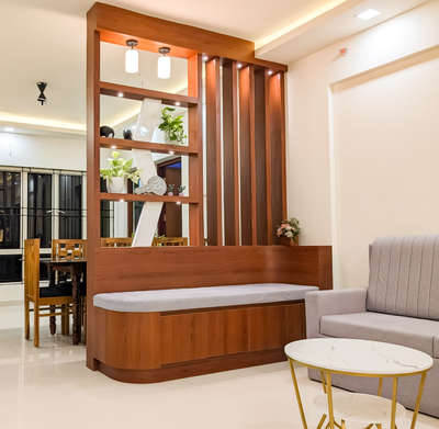 work completed ✨@Thiruvalla DD tower 
Living & Dining room Partition...
 #partitiondesign #livingroompartition  #diningroompartition  #partition  #sittingarea  #sittingarrangements