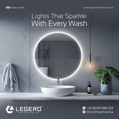 Lights that sparkle with every wash. ✨ Get ready to love your morning routine with Legero's illuminated mirrors 
.
.
.
.
.
.
#bathroomdesign, #homedecor, #luxuryliving, #mirror #ledlighting.
pagehandled by @noviyoads