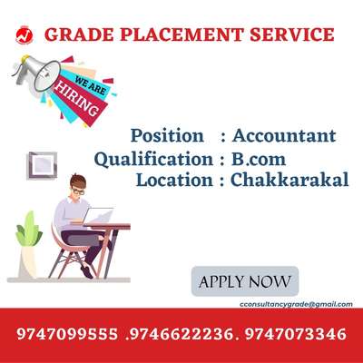 URGENT VACANCIES

 🎈Accountant
CA Qualified person

Exp/fresher
Location:Thrissur
Salary: Negotiable
Food+Accomodation

🎈Packing staff
M/f
Age below 40
Kannur
Read and write skill

🎈Showroom Sales
Exp Furniture Industry
Chakkarakkal, Kannur

🎈Office Staff
Fluent in English
Female
Dharmasala

🎈Accounts cum Admin
Exp
Female
Kannur

🎈Accountant
Male /female
Exp
Anjarakandy, kannur

🎈Delivery Boy
Exp/fresher
Male
Kannur

🎈Billing Staff
Exp
Male
Kannur

Call us for more details

9747099555

9895888813

Join our group
https://chat.whatsapp.com/LWBt9RD01A59l88StKPcED