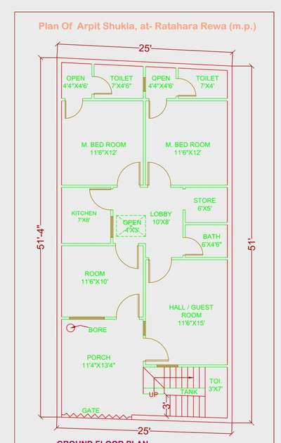 Need Home Elevation for Plot size 25 by 51ft