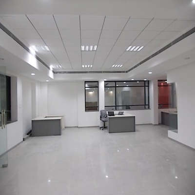 office falas ceiling and glass work