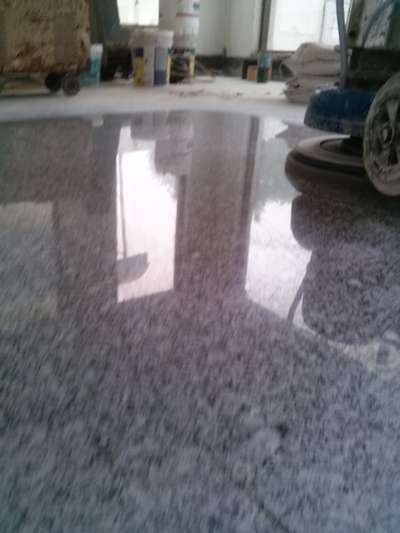 PU white granite. Grinding and polishing