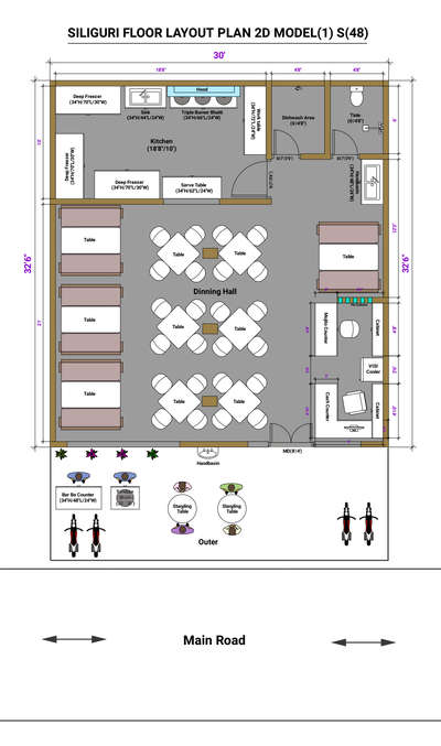 Modern Restaurant Layout plan