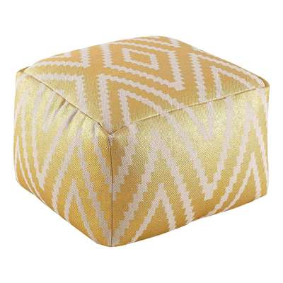 Sanyog Designs Handmade 100% Cotton Diamond Kilim Printed Pouf Ottoman Floor Cushion - Golden#puffy#footrest#livingroom#dressingroom#bedroom#children'sroom#office #decorshopping