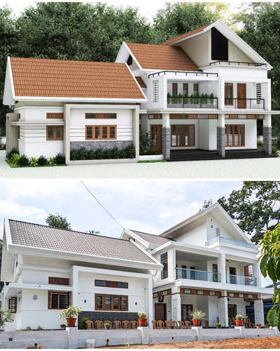 3d elevation > after work completed ✨
 #ElevationHome #tropicaldesign  #homeelevation  #KeralaStyleHouse  #ContemporaryHouse