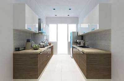 Parallel modular kitchen #AcrylicFinish  #modularkitchen  #storagecabinat  #wood_polishing