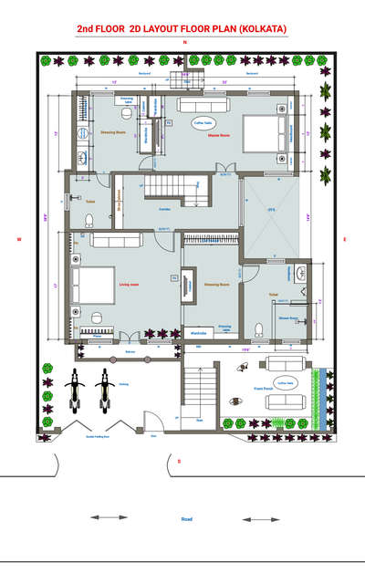 duplex villa layout Plan 2D model
