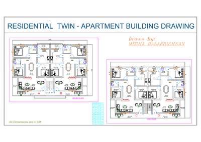 Residential Twin Apartment Design  #apartmentplan #2dfloorplan #twinhouse #koloapp