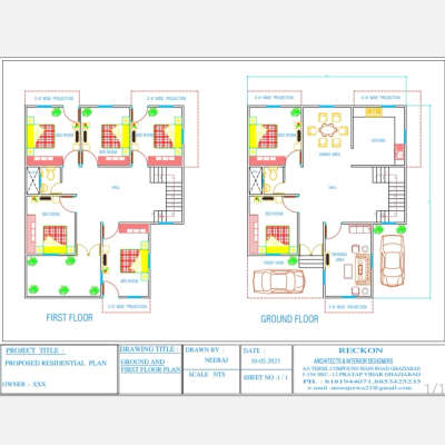 33x40 house plan ground and first floor 2d and 3d...