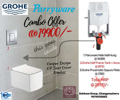 *Grohe Parryware flush tank*
Parryware Helix Wall Hung
Grohe Half Frame con Flush tank
square actuation plate