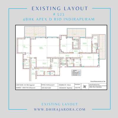 🔍 Here’s a glimpse of the existing layout for our Project #523, a 4BHK luxury interior in apex  Drio, indirapuram . 🏡 Before diving into the proposed changes, we always prioritize creating an existing layout to discuss with our clients. This ensures we’re aligned on the current space and can effectively plan the transformations. 💬🛋️ #BrightInteriors #Project521 #apexdrio #Gurgaon #InteriorDesign #Renovation #ClientCollaboration #HomeMakeover #indirapuram #apexdrio4bhkapartments 
www.dhirajarora.com