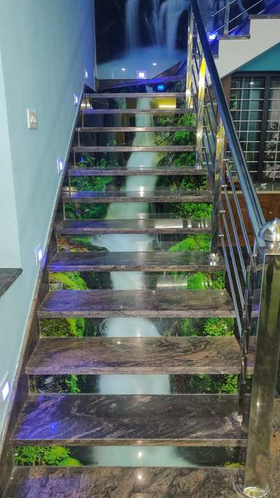 Customized glass printed staircase risers  #StaircaseDecors  #GlassStaircase  #staircaseriser  #glassprinting
