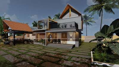 1600 Sq.Ft , 3BHK double storeyed residence at Valathungal , Kollam… #Residencedesign  #homemaker  #HouseConstruction  #homeconstruction  #Kollam  #civilcontractors  #greenconcept  #HomeAutomation  #gateautomation  #Architectural&Interior  #InteriorDesigner  #facadedesign  #3delevation🏠