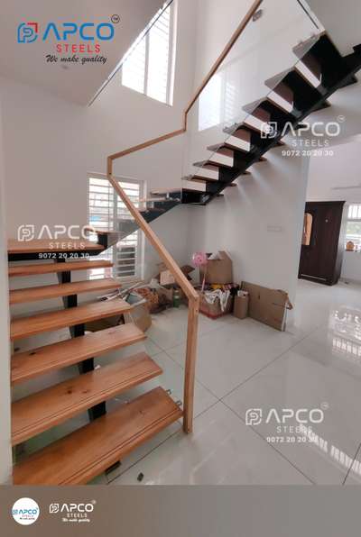 metal staircase glass handrails