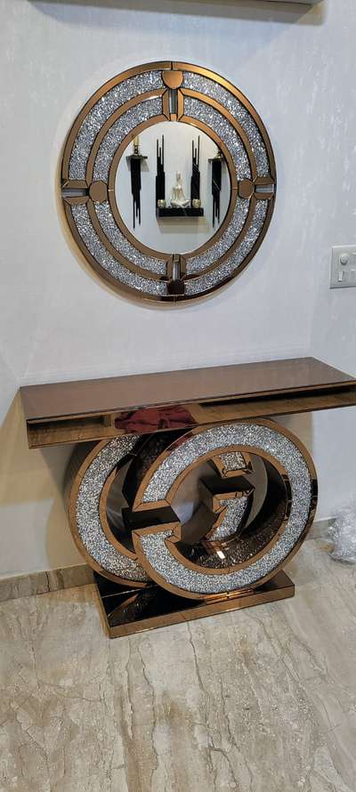 Glass console with crystal
