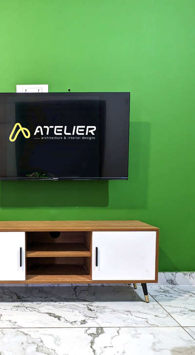 #TVStand #tvunit #green #simple #home #atelier #InteriorDesigner #Kannur #WallPutty