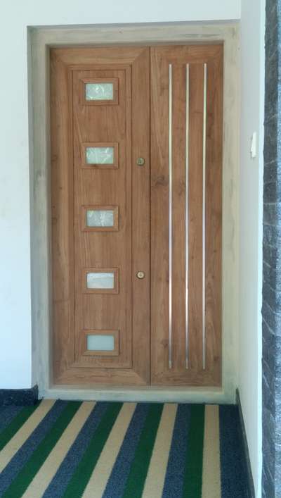 Front Door with teak wood tuffend glass andsteel #