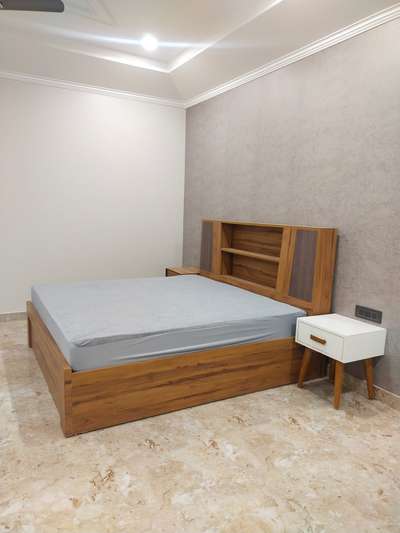 #BedroomDecor #doublebed #ledunit ##backwall #Wood_Finish 
#plybed  #tan_mica
