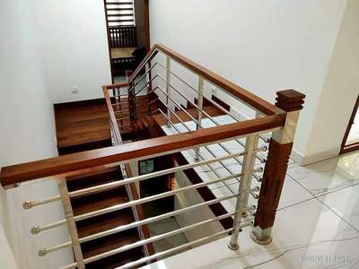 new work #WoodenBalcony  #StaircaseHandRail #StaircaseDecors #StainlessSteelBalconyRailing #StaircaseDecors #StayHomeStaySafe #StainlessSteelBalconyRailing #laxuary #KeralaStyleHouse