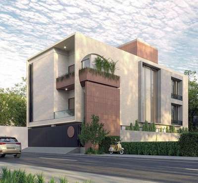Elevation Design for a house in Delhi. 
 #fronthome #frontElevation #ElevationDesign #ElevationHome #homedesign #facadedesign #Brickwork