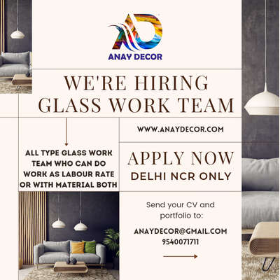 Require Glass Work with aluminium profile work team for Delhi ncr so your details only at my whatsapp 9540071711