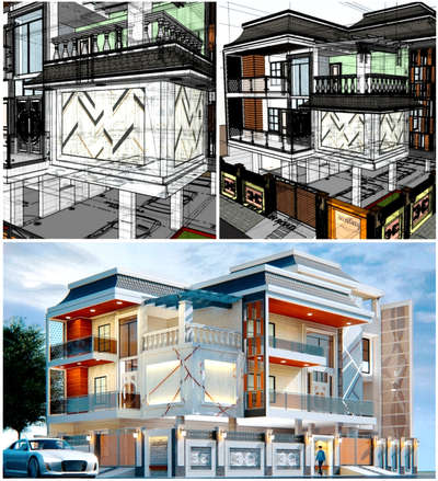 Trust the process- classic cum modern house elevation  #modernhome  #classichomes  #sketcup2021  #archutecture  #ElevationDesign  #elevationrender