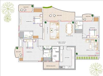 #floorplan #3BHKPlans #FloorPlans #familylivingroom #WoodenBalcony #2DPlans