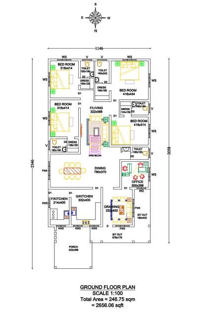 2656 sqft House

Single Floor
4 Bedroom with Attached Toilet
Office Room

 #HouseDesigns 
#FloorPlans  #SingleFloorHouse 
#KeralaStyleHouse 
 #Designs