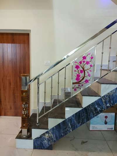 #ss handrail  #glass design  #ss glass handrail  #Colouredglass