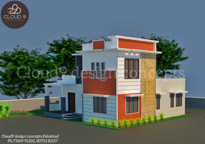 2400sqft contemporary house  #3delevations  #lowbudget  #ContemporaryDesigns  #lateritestonecladding  #3DPlans  # #4BHKHouse  #exterior3D